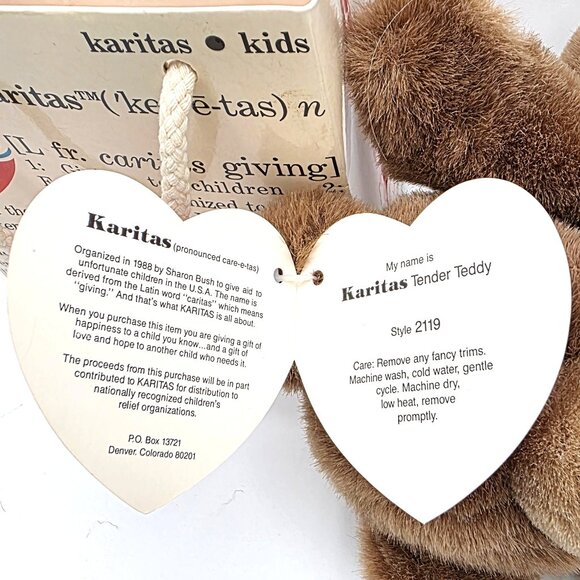 Gund Karitas Tender Teddy Brown Plush Teddy Bear 1989 Tags Gift Bag Vintage NOS - Picture 12 of 15
